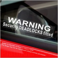 5 x Warning Security DEADLOCKS Fitted-Window Stickers-87x20mm-Car,Van,Boat,Lorry,Bus,Taxi,Bike,Home,Office,Business Security Signs 